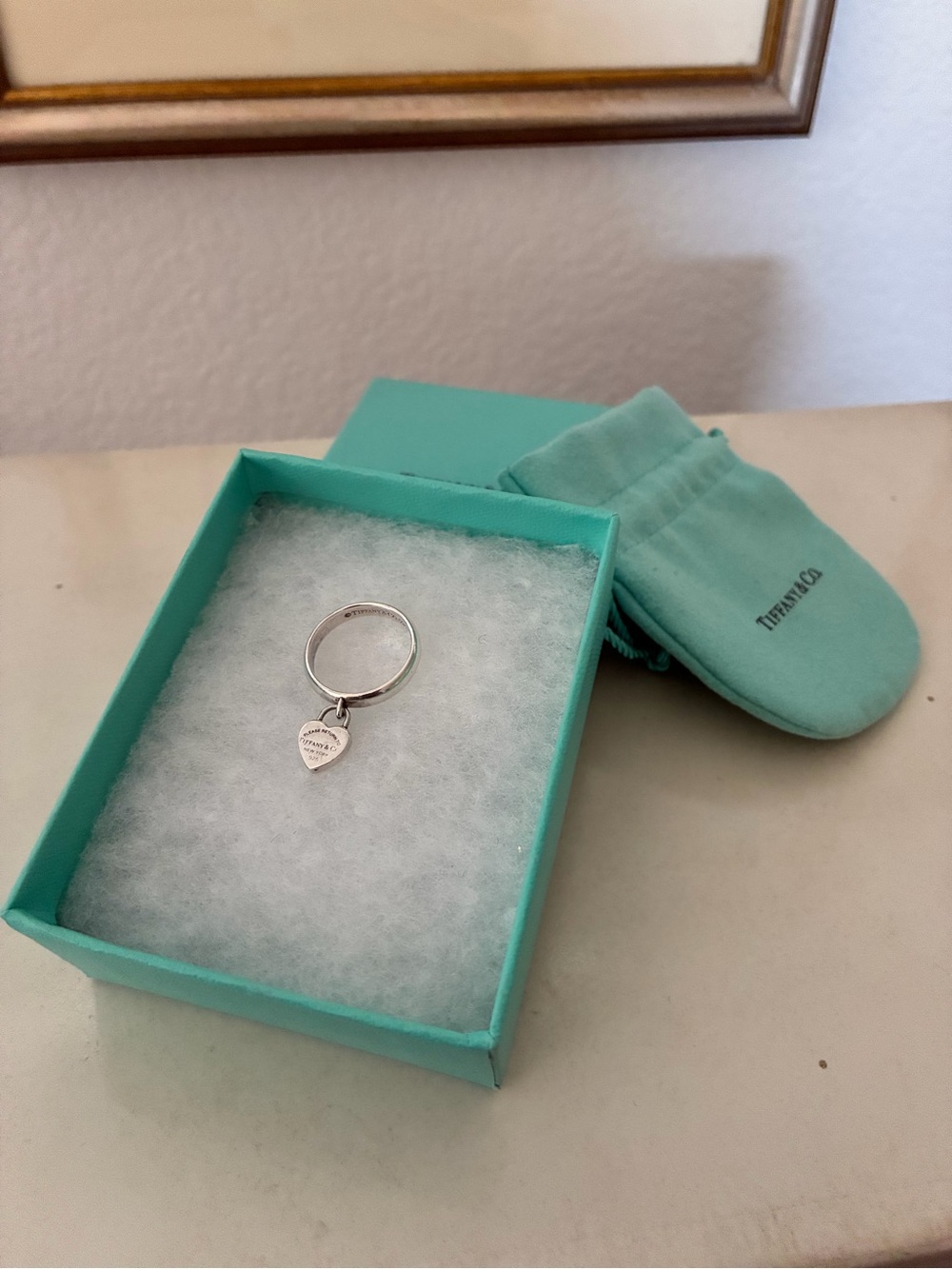 Tiffany & Co. Sterling Silver Heart Charm Ring